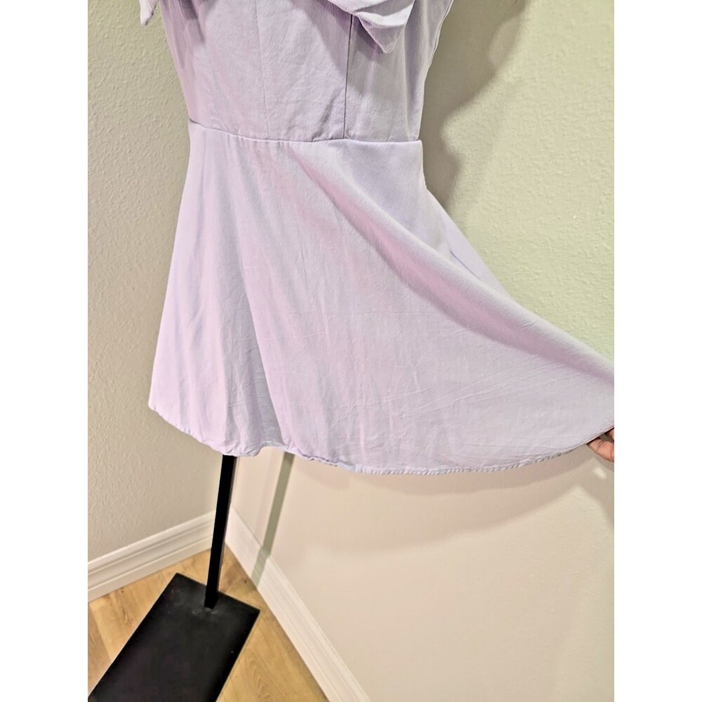 Altard State Fit Flare Linen Blend Sleeveless Dress Med Purple Bow Pastel Sweet - Picture 3 of 7
